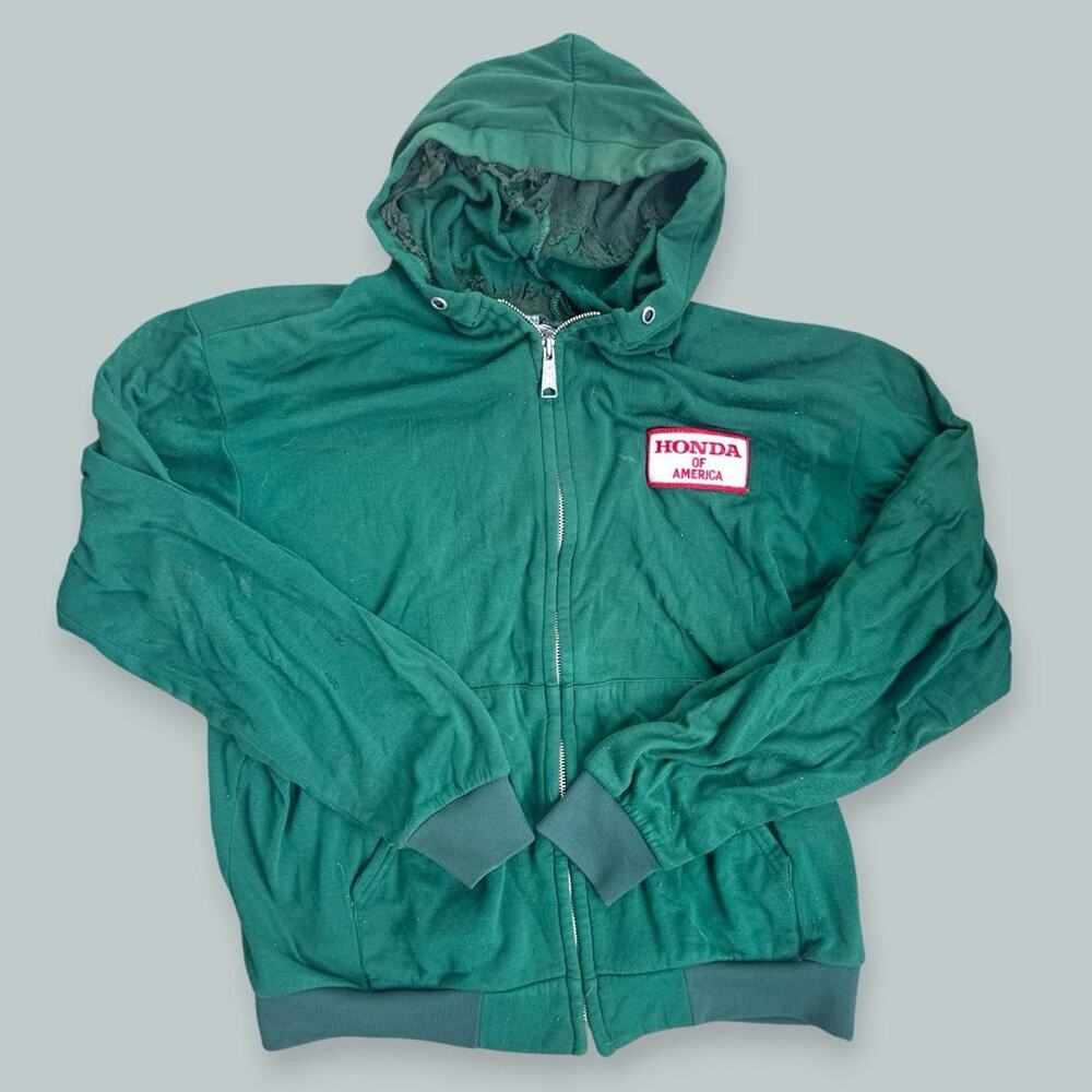 Vintage Honda Of America Zip Up Sweatshirt Green Moleskins Midwest Workwear Med